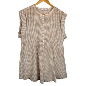 Anthropologie Current Air button tunic blouse gingham top